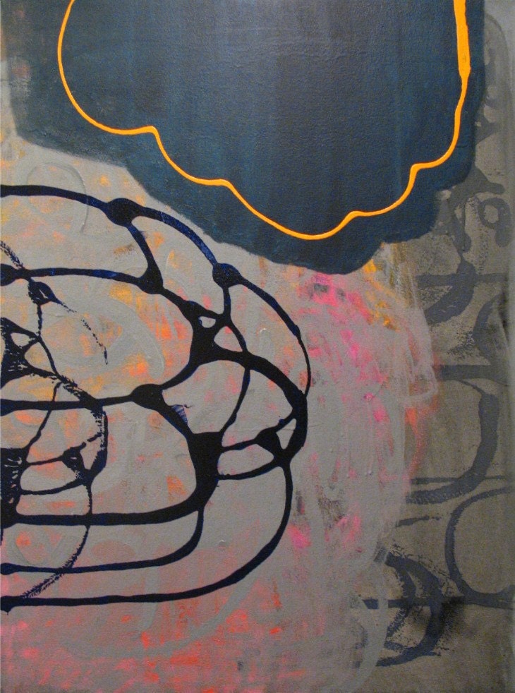 Original Painting Large Abstract Mixed Media Acrylic Art by Aisyah Ang Size 30x40 with Cert