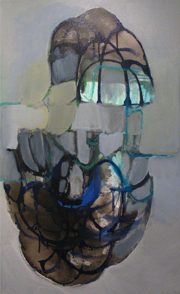 Original Painting Large Abstract Mixed Media Acrylic Art by Aisyah Ang Size 30x48 with Cert