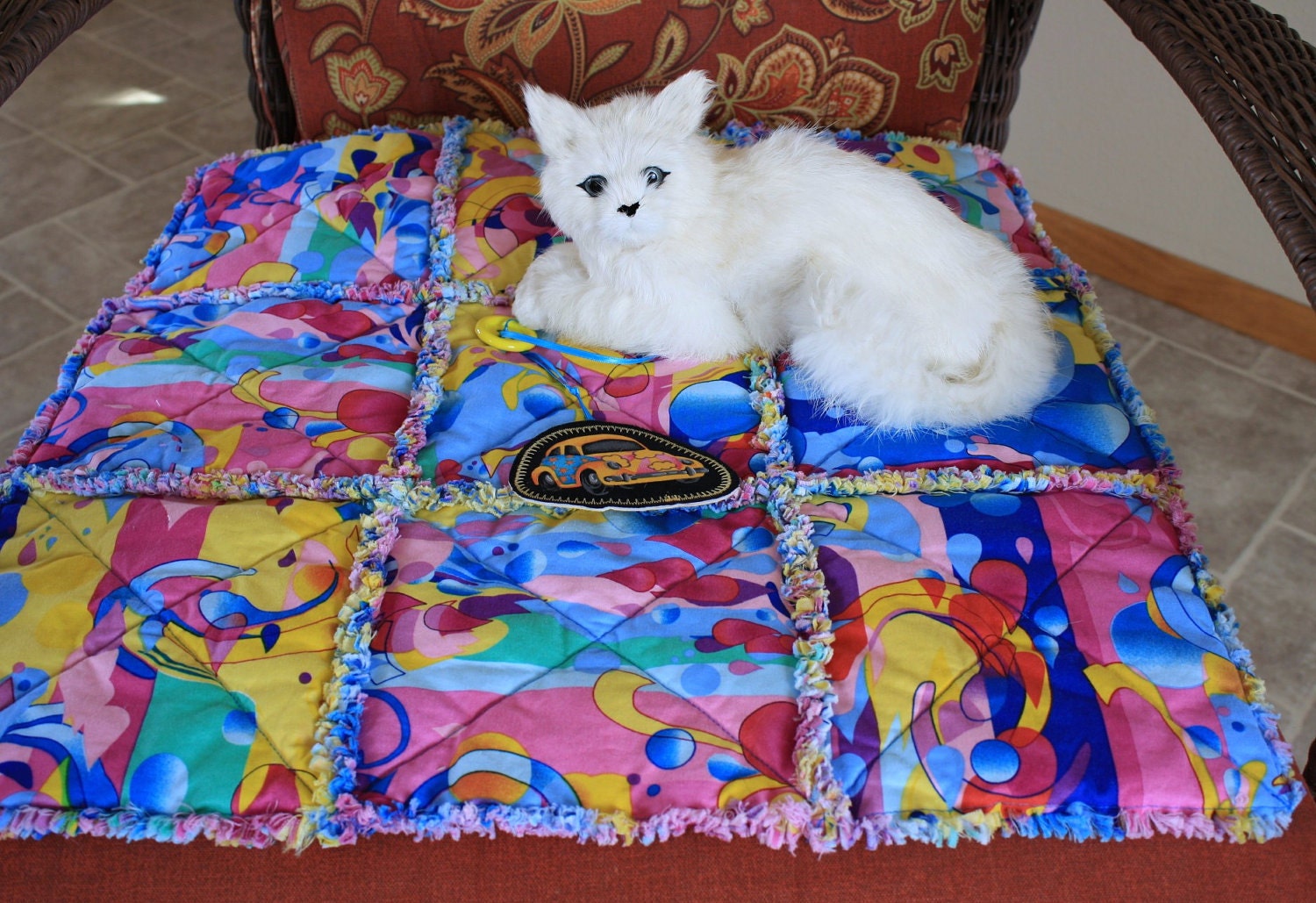 Cat Blanket With Geometric Designs
