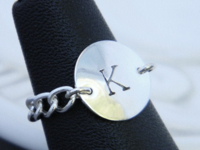 FREE SHIPPING Initial Charm Ring