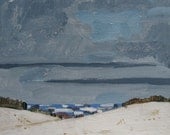 Blue Hills, Christmas, Original Landscape Painting on Paper