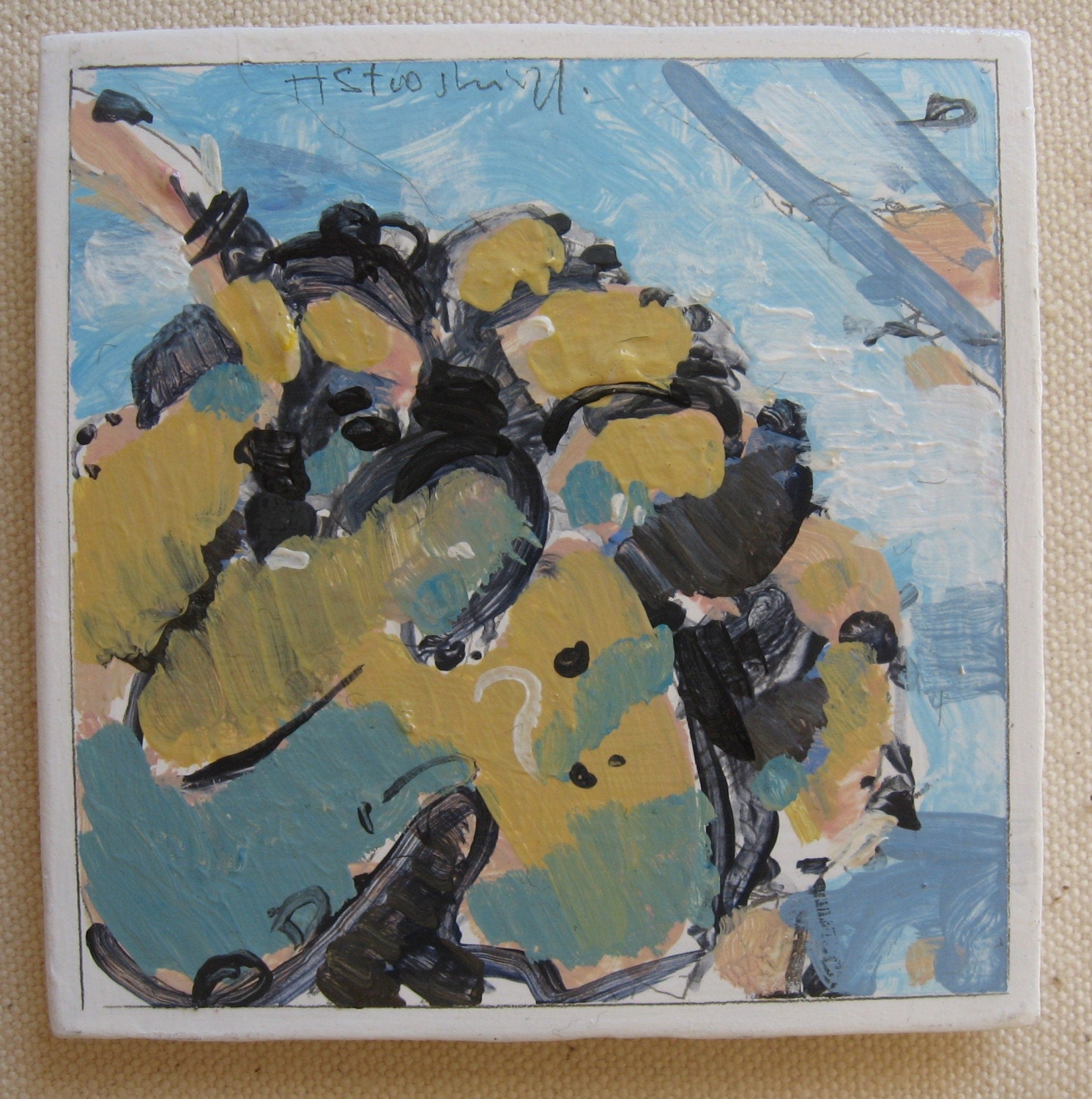 FRIDGE MAGNET, Small Original Still Life Painting, Pine Gall