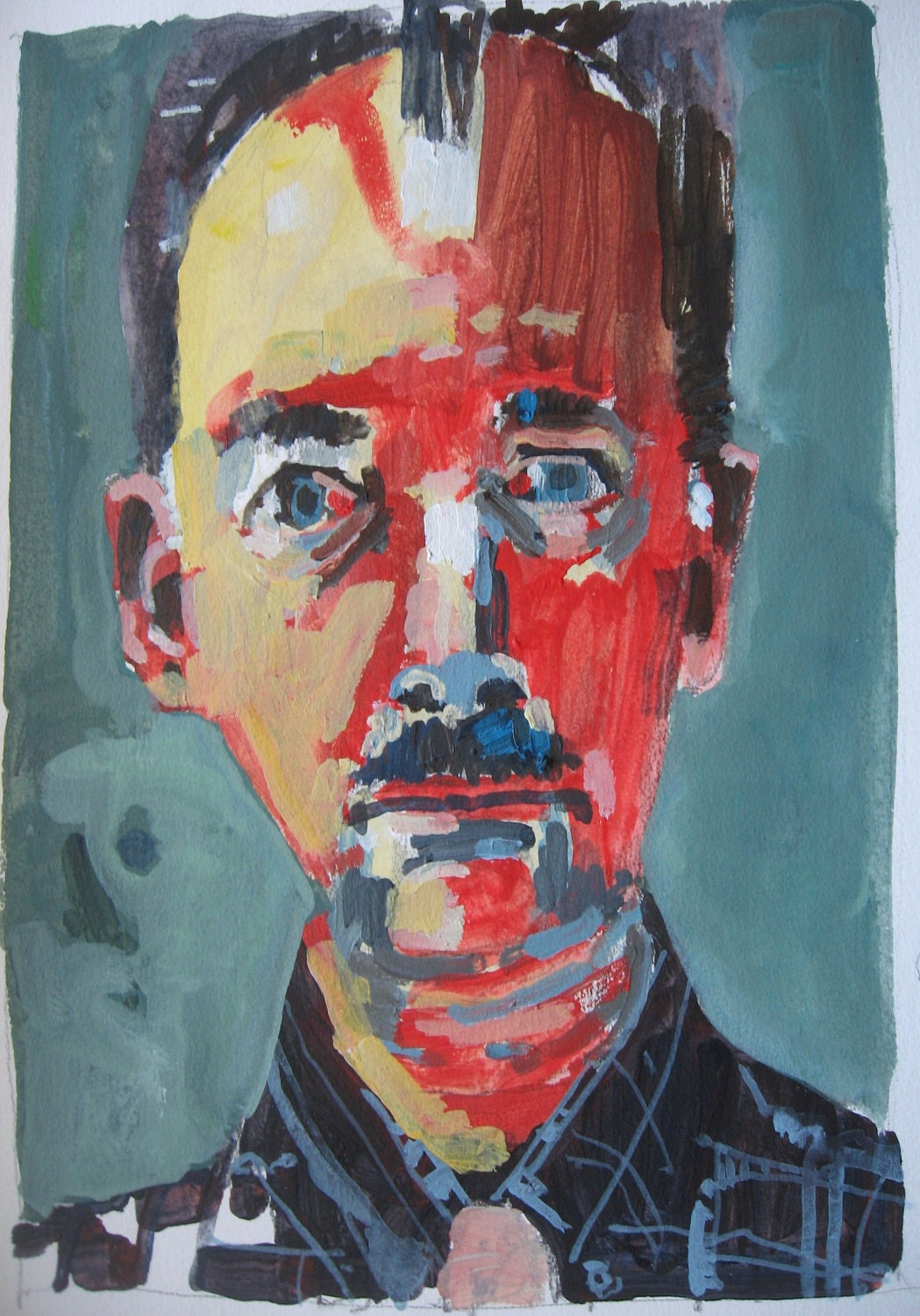 Red 2, Original Self Portrait Painting on Paper