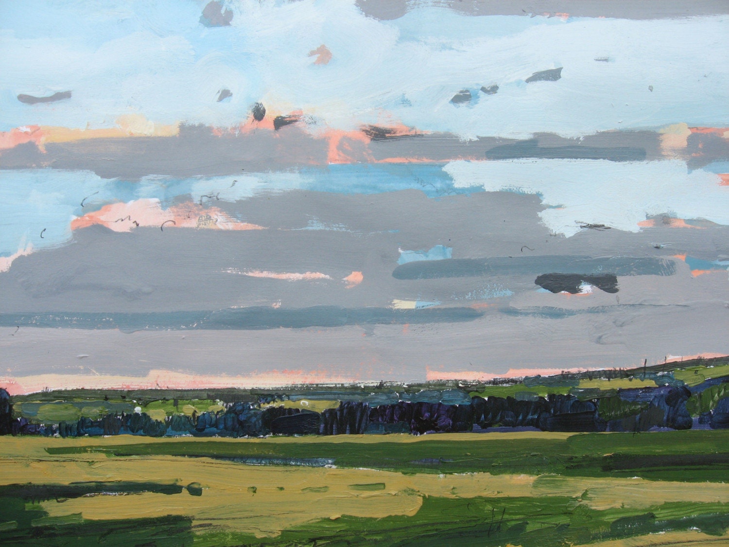 Larger Original Landscape Painting on Paper, Stooshinoff, After the Rain