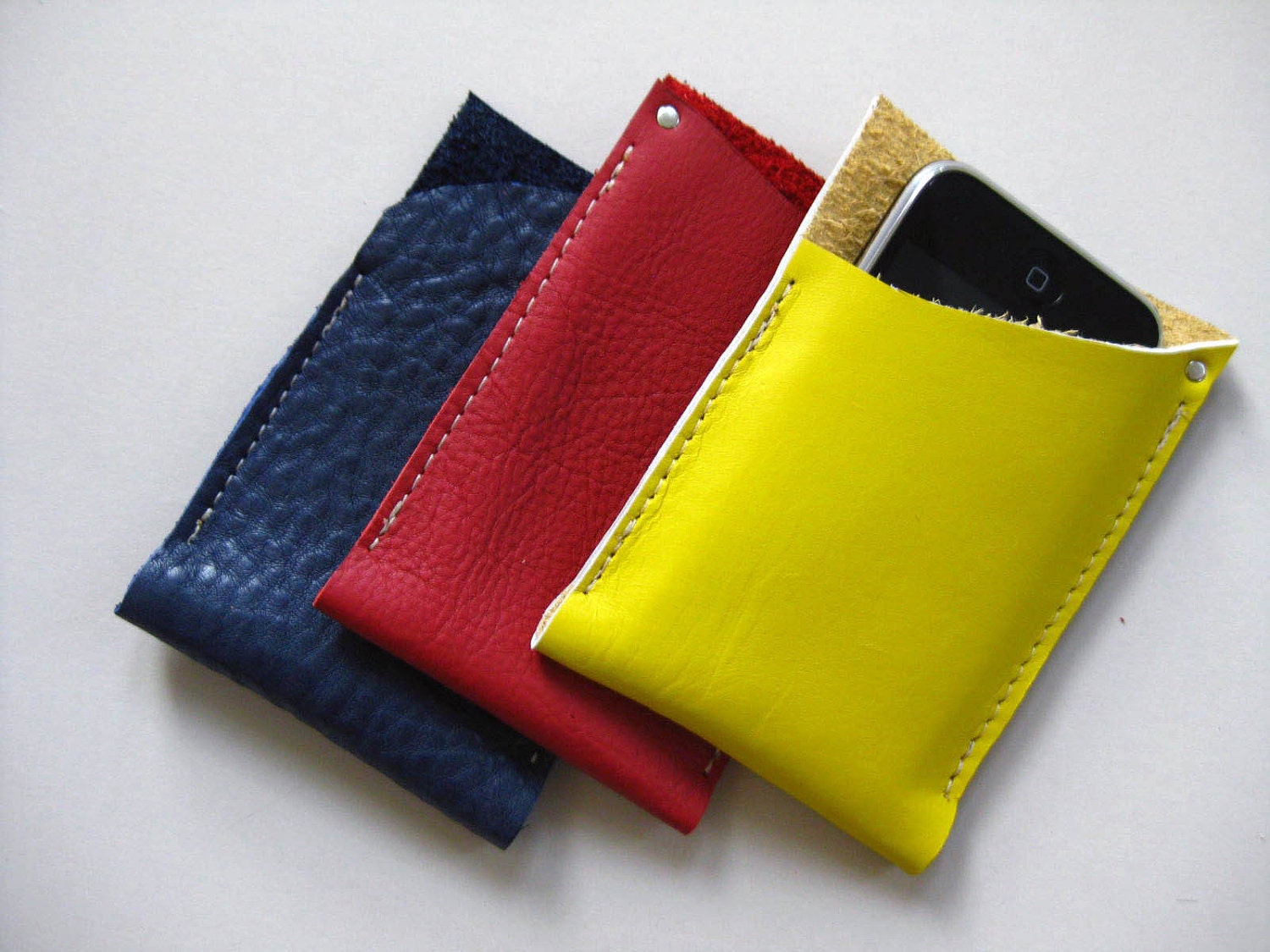 iPhone sleeve - Primary collection - Lemon yellow leather