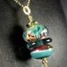Teal and Raspberry Boro Lampwork Art Glass Necklace, Stacked Pendant, 14k Gold Fill Chain