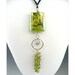 Ceramic Pendant, Peridot Gemstone Necklace, Sterling Silver Wirework