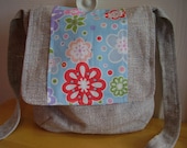 Grey and Bright Floral Messenger Bag
