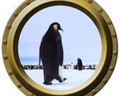 Marching Penguin Porthole Vinyl Wall Decal
