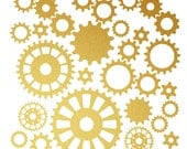 29 Brushed Brass Colored Gear Vinyl Decals