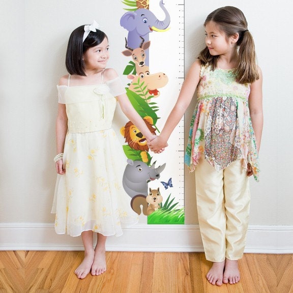 Deluxe Safari Animal Growth Chart Vinyl Wall or Door Decal