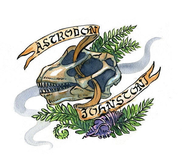 Astrodon johnstoni dinosaur skull, Maryland tattoo series, Small