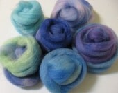 Handdyed Wool Roving Grab Bag - The Blues,  a Paintbox for Felt Makers - Free Domestic Shipping