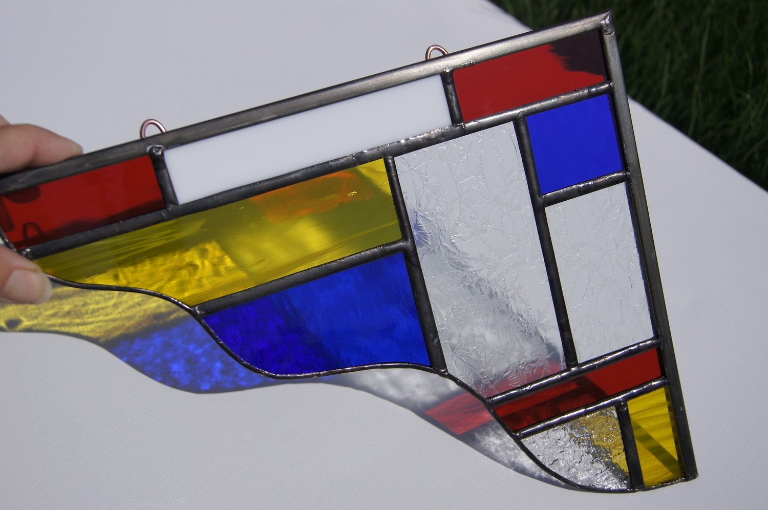 Mondrian inspired stained glass panel