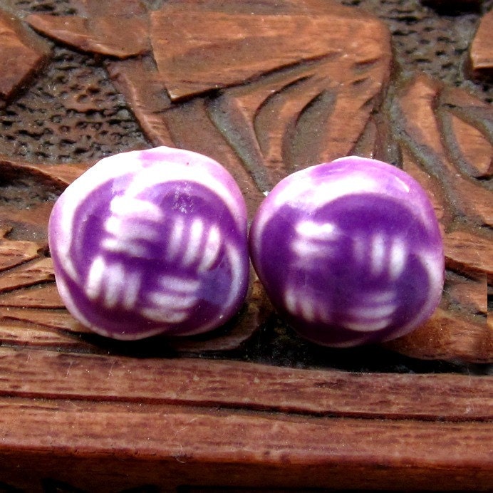 Ceramic Pink Knots Stud Earrings Handmade