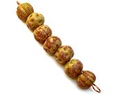 Cream Matte Handmade rustic Ceramic Beads Raspberry Cream Boho Beads