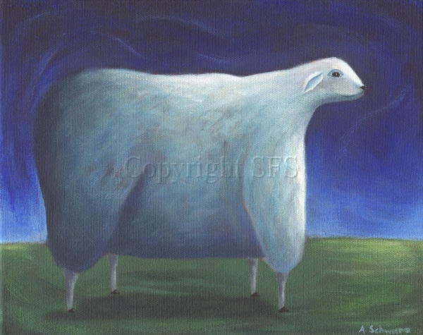 Sheep Art Print - 8 x 10 - Nursery Room Art, Sheep Folk Art