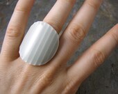 Round Striped Porcelain Ring in Ice Blue