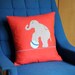 Large Circus Elephant Pillow, Applique