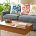 Hand Printed Cotton Canvas Pillows, Lollipop Flowers, Tangerine and Red