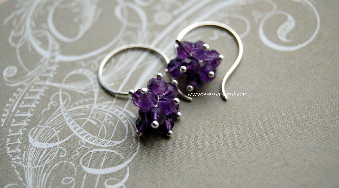 Twinkle Earrings - Faceted Amethysts, Sterling Silver