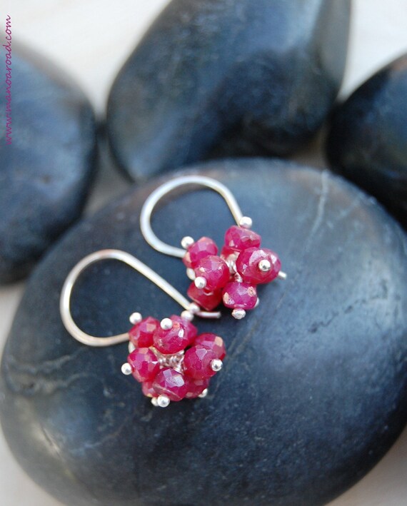 Twinkle Earrings - Ruby and Sterling Silver