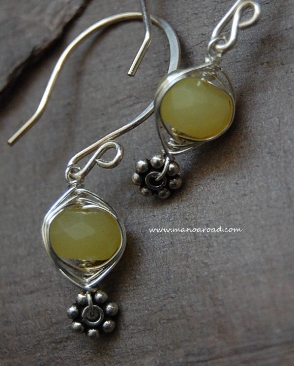 Harmony Earrings - Olive Jade, Sterling Silver