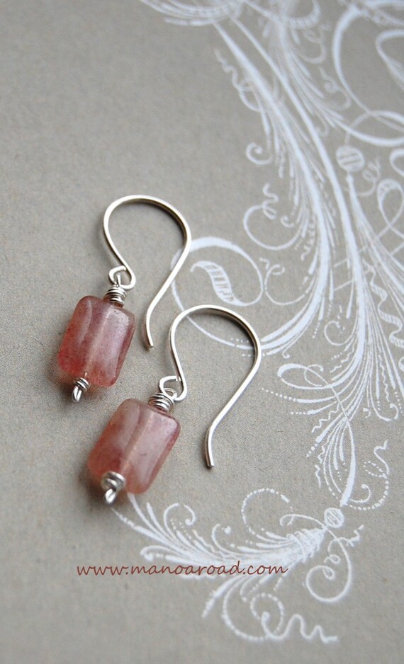 Cherry Blossom Earrings - Cherry Quartz, Sterling Silver