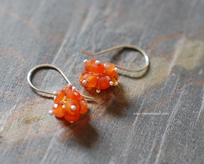 Twinkle Earrings - Orange Carnelian, Sterling Silver