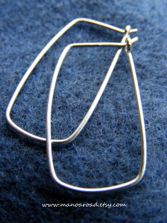 Four Corners Earrings - Sterling Silver Rectangle Hoops