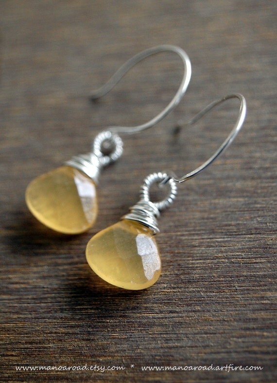 Sunrise Earrings - Aragonite, Sterling Silver