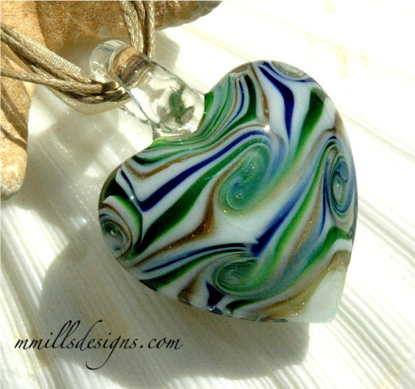 Swirl Glass Heart Pendant Necklace