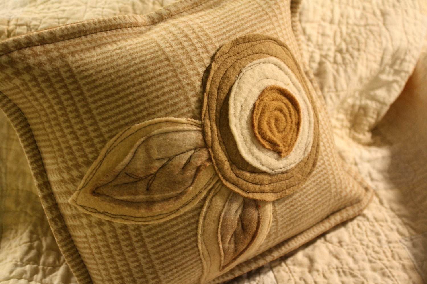 Love in Neutral -Felted Wool Pillow