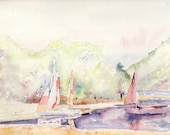 Boats on Ulswater, Lake District - print