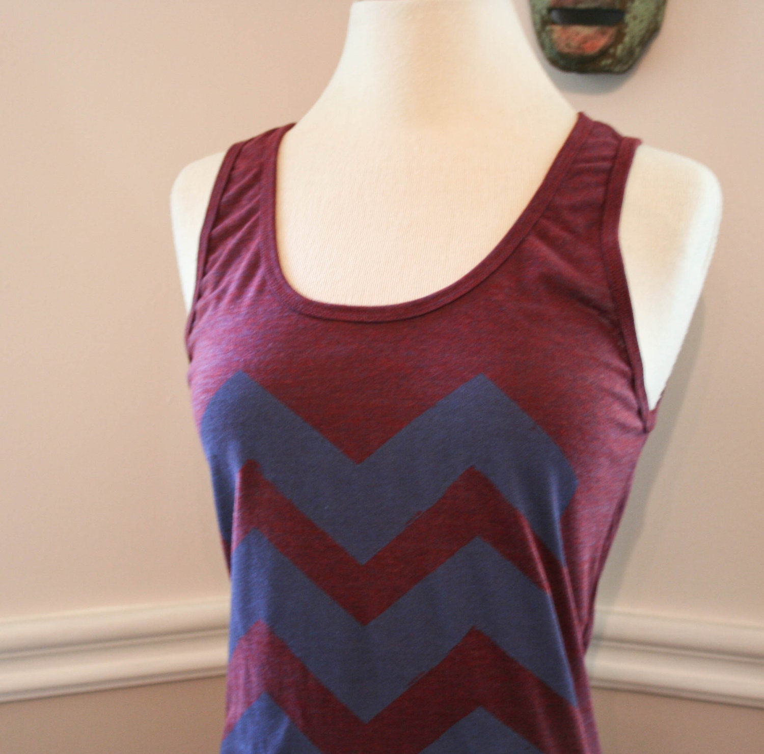 Cranberry and Cobalt Chevron Tank Top