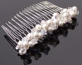 Classic Bridal Comb, Wedding Bridal Hair Accessories, Swarovski Crystal Bridesmaids Comb, Pearl & Crystals, CINDY.
