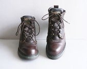 Men's Vintage Brown Oxblood Leather Boots, Lace-Up  Size 10W