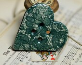 alice in wonderland ceramic  heart buttons....a  sew on button