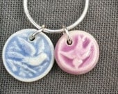 Pretty "Two Birds" Porcelain Charm Necklace