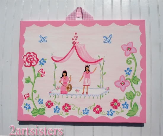 Cherry Blossom Asian Temple Princess Kids Nursery Art 16 x 20
