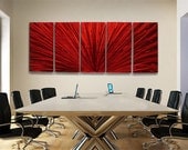 Large Modern Metal Abstract Wall Art Painting Red Cannon XL / by Statements2000