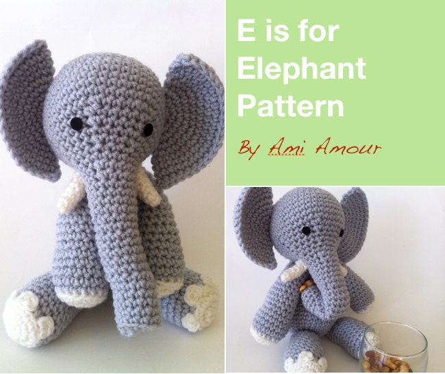 E is for Elephant Pattern Amigurumi Crochet PDF