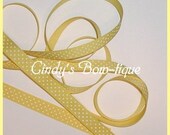 Bright Yellow White Grosgrain Ribbon Swiss Dots Small Polka Dot 6 y 5/8 w cbfiveeight