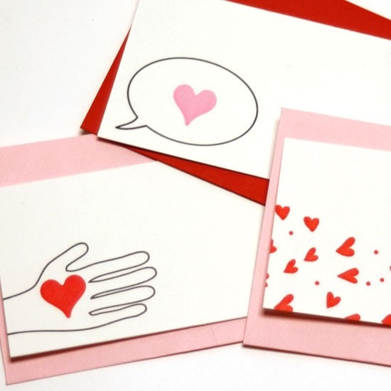 Letterpress Mini Notes, Share the Love, set of 6 with envelopes, Ready to Ship