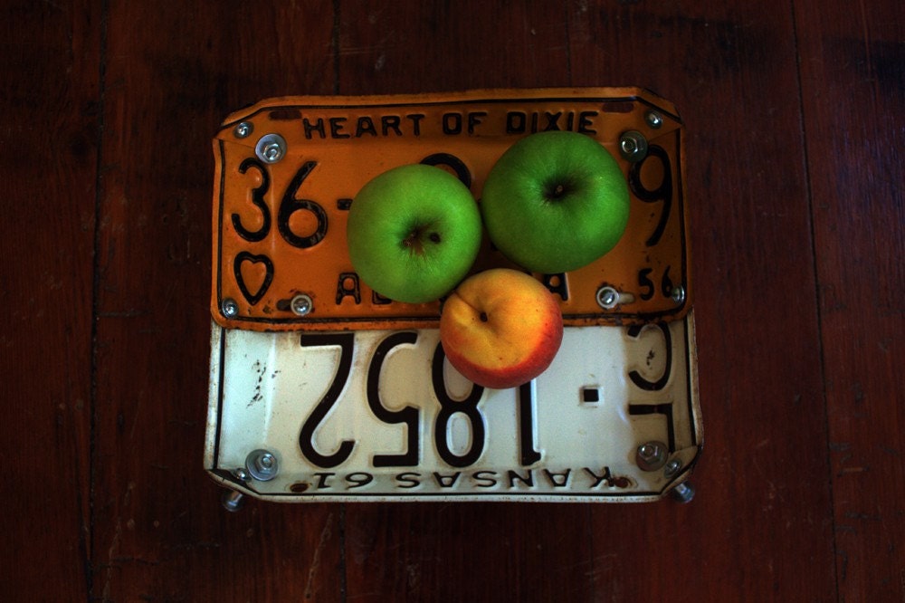 Vintage License Plate Bowl (Alabama 1956/Kansas 1961)