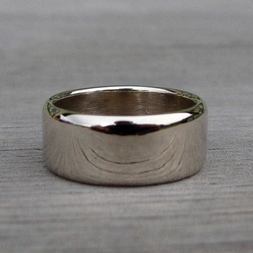 Recycled 14k White Gold Wide Wedding Band, Made to Order