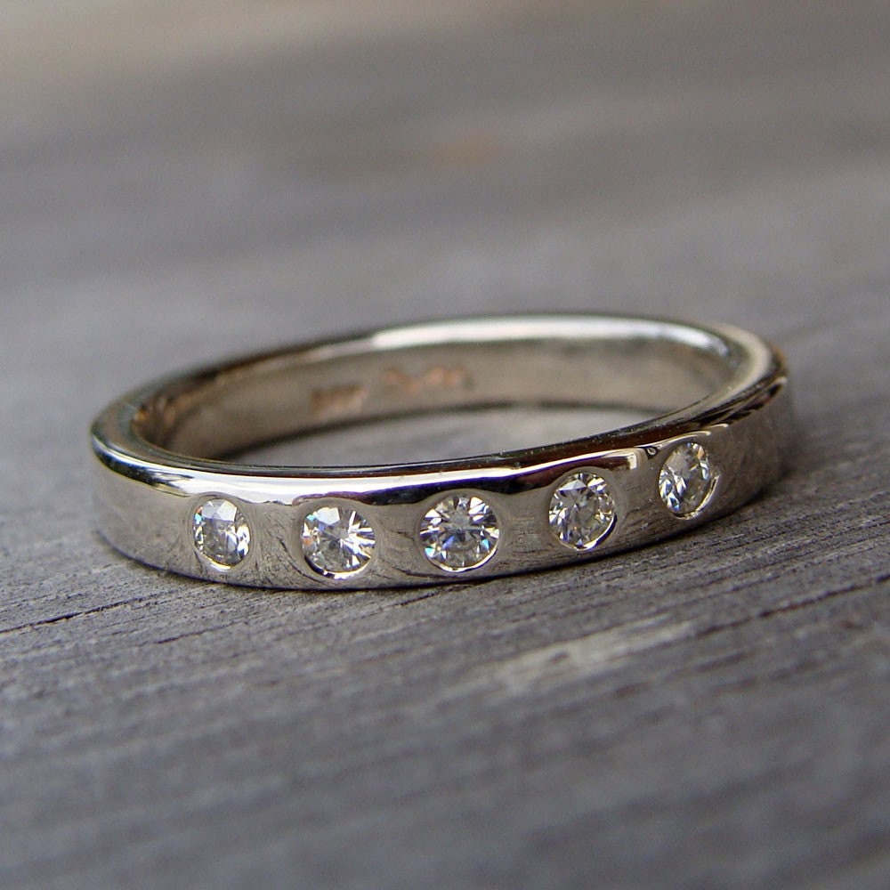 Moissanite and Recycled 14k White Gold Ring, Made to Order
