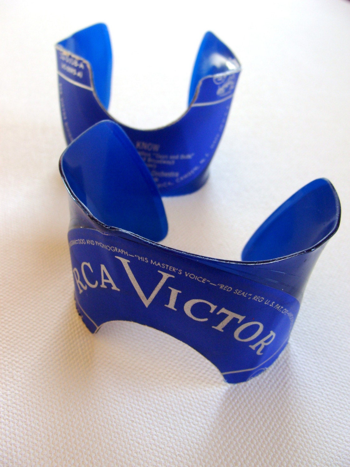Men's Blue Vinyl Record Cuffs. Set of 2