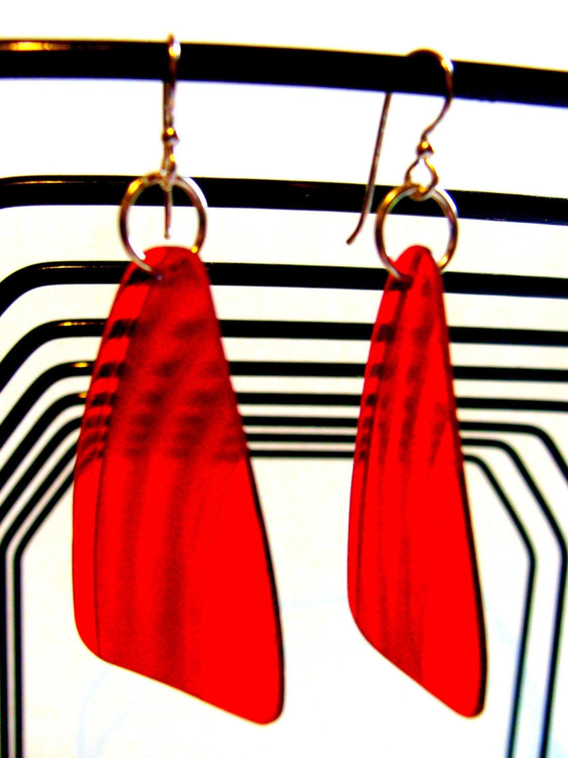 Red Vinyl Record Earrings