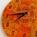 Wicked Orange Clock - Geometric Mandala Painting on Recycled Vinyl Record